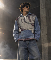 Upcycled Denim Tapestry Hoodie – Wholesale