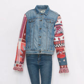 Reworked Denim Jackets With Tapestry Sleeves - Wholesale