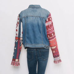 Reworked Denim Jackets With Tapestry Sleeves - Wholesale