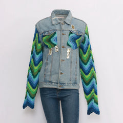 Reworked Denim Jacket With Tapestry Patches - Wholesale