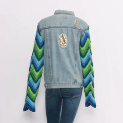 Reworked Denim Jacket With Tapestry Patches - Wholesale