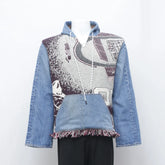 Reworked Denim Tapestry Hoodie - Wholesale