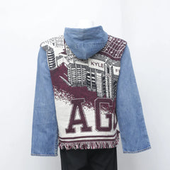 Reworked Denim Tapestry Hoodie - Wholesale