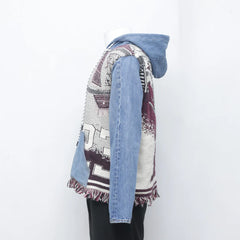 Reworked Denim Tapestry Hoodie - Wholesale