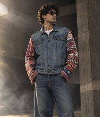 Upcycled Denim Jackets With Tapestry Sleeves – Wholesale