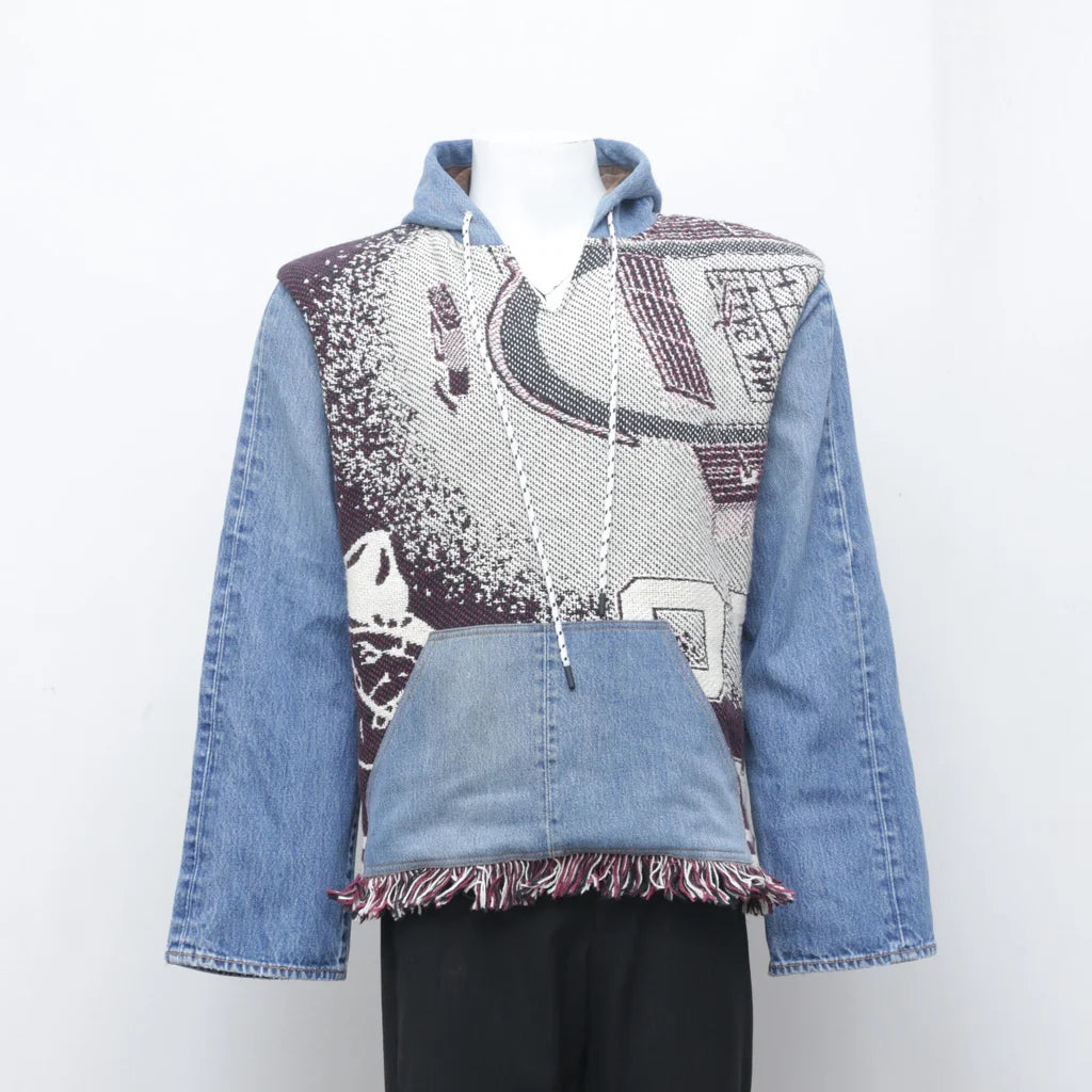 Reworked Denim Tapestry Hoodie - Wholesale